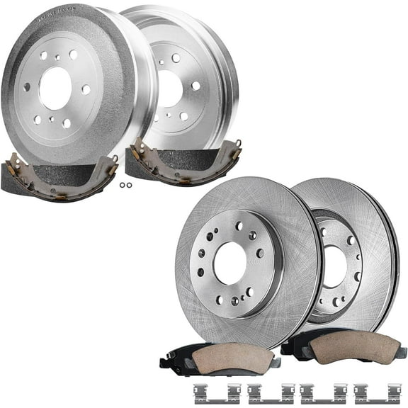 Detroit Axle - 8pc Brake Kit for 2009-2013 Chevy Silverado GMC Sierra 1500 12.99" inch Front Disc Brake Rotors Ceramic Brakes Pads Brake Drums Shoes