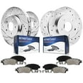 thumbnail image 1 of Detroit Axle - 8pc Brake Kit for 2019-2024 Acura RDX, Drilled and Slotted Disc Brake Rotors Ceramic Brakes Pads with Hardware Replacement: 12.40" inch Front 12.20" inch Rear Rotor, 1 of 7