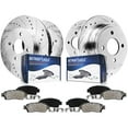 thumbnail image 1 of Detroit Axle - 8pc Brake Kit for Fiat 2012-2017 500, Drilled and Slotted Disc Brake Rotors Ceramic Brakes Pads 2013 2014 2015 2016 Replacement : 10.12" inch Front and 9.45" inch Rear Rotor, 1 of 8