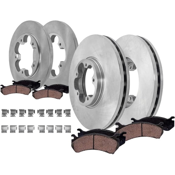 Detroit Axle - 8pc Brake Kit for Ford Transit-150 Transit-250 Transit-350, Disc Brake Rotors Ceramic Brake Pads Replacement : 12.13" inch Front and Rear Rotor