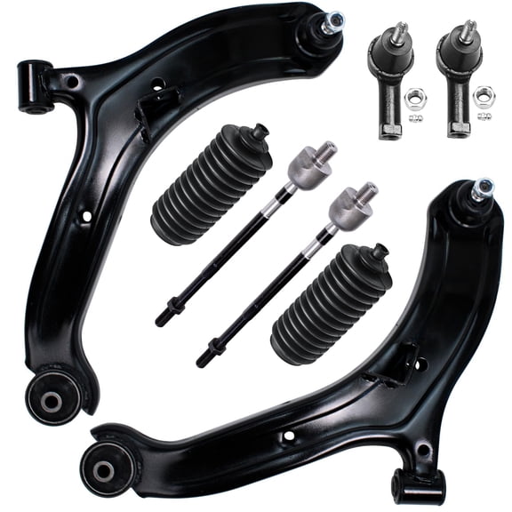 Detroit Axle - 8pc Complete Front Lower Control Arms w/Ball Joint Set, Inner Outer Tie Rods w/Rack Boots Replacement for 2000 2001 2002 2003 2004 2005 Hyundai Accent