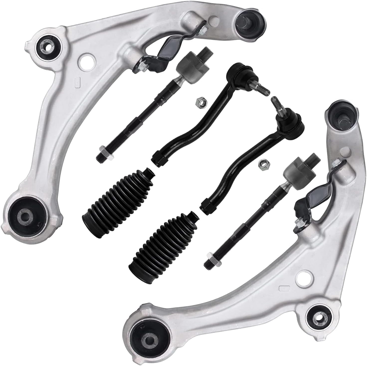 Detroit Axle - 8pc Front Control Arms Kit for 2007-2013 Nissan Altima, 2 Lower Control Arms with Ball Joint 2 Outer Tie Rods 2 Inner Tie Rods 2 Tie Rod Boots 2008 2009 2010 2011 2012