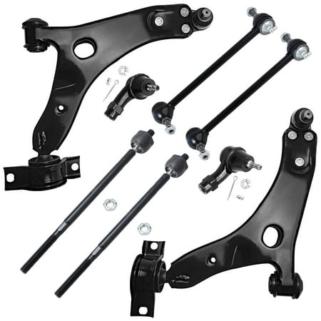 Detroit Axle - 8pc Front End Control Arms Kit for 00-04 Ford Focus, 2 Lower Control Arms Ball Joint 4 Outer Inner Tie Rods 2 Sway Bar Links 2000 2001 2002 2003 2004 Replacement