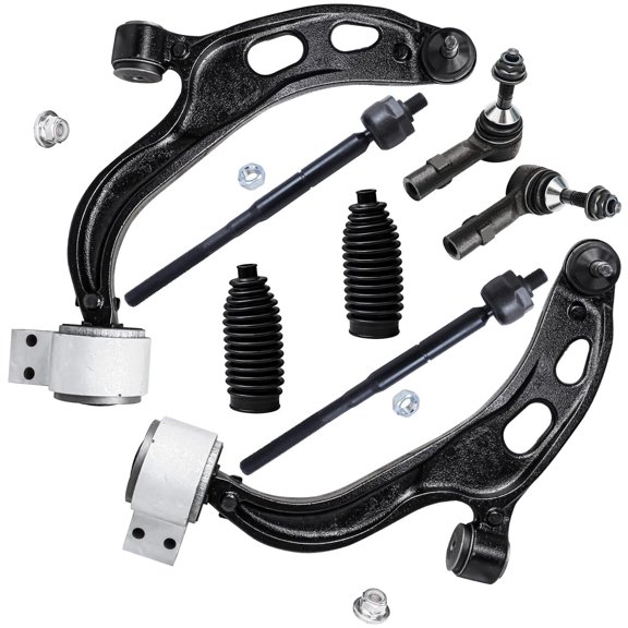 Detroit Axle - 8pc Front End Control Arms Kit for 10-12 Ford Flex, 2 Lower Control Arms w/Ball Joints 4 Outer and Inner Tie Rod Ends 2 Boots 2010 2011 2012 Replacement