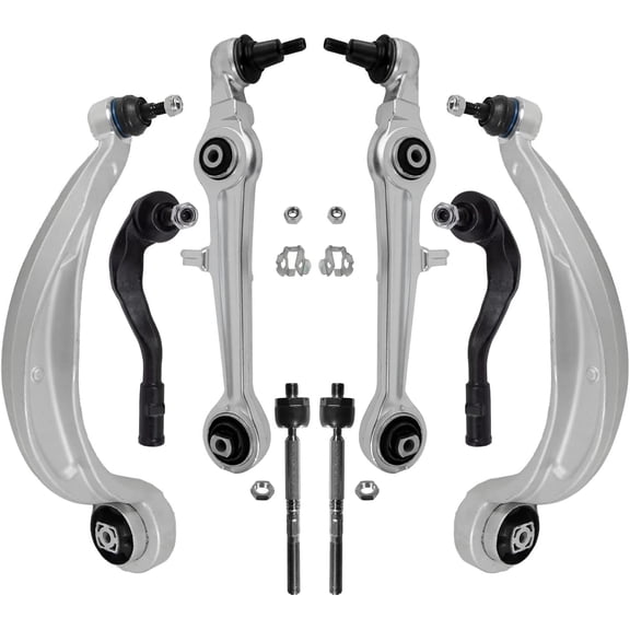 Detroit Axle - 8pc Front End Control Arms Kit for 2009 2010 Audi A4 Quattro, 4 Lower Forward Rearward Control Arms with Ball Joints 4 Inner Outer Tie Rod Ends Replacement