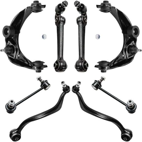 Detroit Axle - 8pc Front End Control Arms Kit for Ford 07-10 Fusion, 07-09 Mercury Milan Lincoln MKZ, 4 Lower Control Arms 2 Sway Bars 2 Upper Control Arms & Ball Joint 2007 2008 2009 Replacement