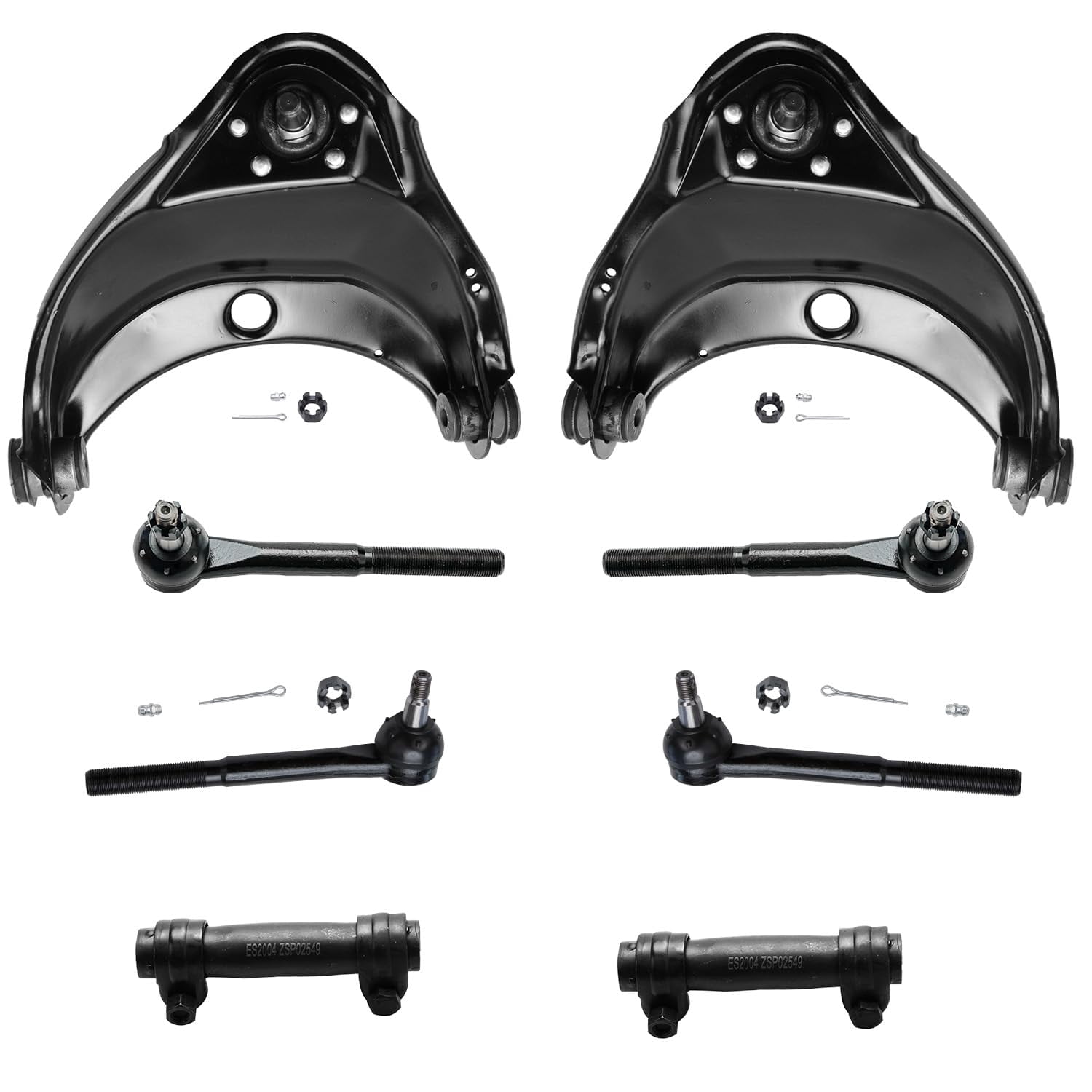 Detroit Axle - 8pc Front End Control Arms Kit for GMC Chevy C1500 C2500 Express Savana 1500 2500 Yukon Tahoe, 2 Upper Control Arms w/ Ball Joint 4 Outer Inner Tie Rods 2 Adjusting Sleeves Replacement