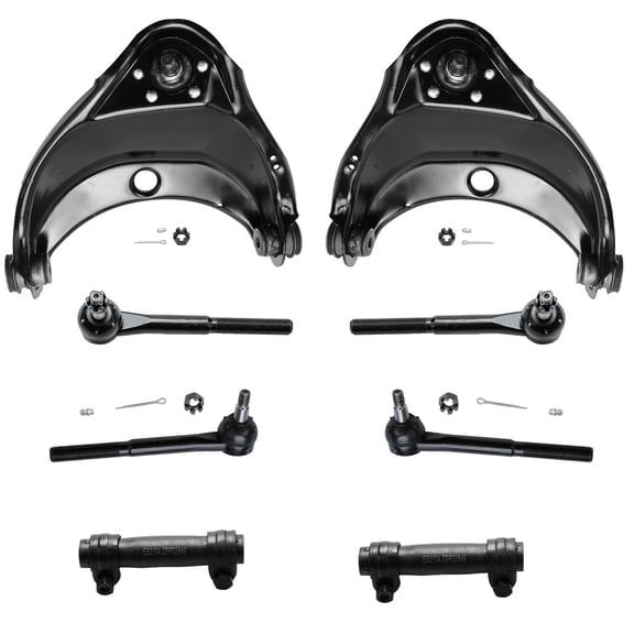 Detroit Axle - 8pc Front End Control Arms Kit for GMC Chevy C1500 C2500 Express Savana 1500 2500 Yukon Tahoe, 2 Upper Control Arms w/ Ball Joint 4 Outer Inner Tie Rods 2 Adjusting Sleeves Replacement