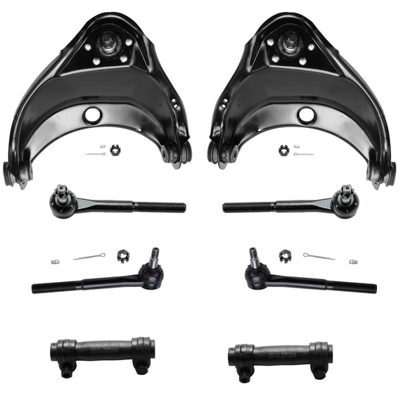 Detroit Axle - 8pc Front End Control Arms Kit for GMC Chevy C1500 C2500 Express Savana 1500 2500 Yukon Tahoe, 2 Upper Control Arms w/ Ball Joint 4 Outer Inner Tie Rods 2 Adjusting Sleeves Replacement