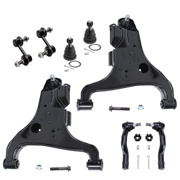 Detroit Axle - 8pc Front End Control Arms Kit for Infiniti QX56 Nissan Pathfinder Armada Titan, 2 Lower Control Arms w/Ball Joint 2 Outer Tie Rods 2 Upper Ball Joints 2 Sway Bars Replacement