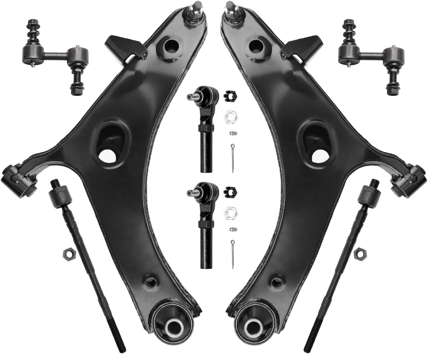 Detroit Axle - 8pc Front End Kit for 2013 2014 2015 Subaru Crosstrek, 2016 2017 XV Crosstrek, 2 Lower Control Arms with Ball Joint 4 Outer Inner Tie Rods 2 Sway Bar Links Replacement