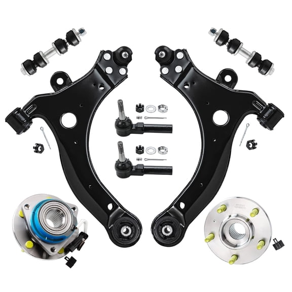 Detroit Axle - 8pc Front End Kit for Chevy Impala Monte Carlo Buick Regal Allure Century LaCrosse Pontiac Grand Prix, Lower Control Arms w/Ball Joint Wheel Bearing Hubs Sway Bars Tie Rods Replacement