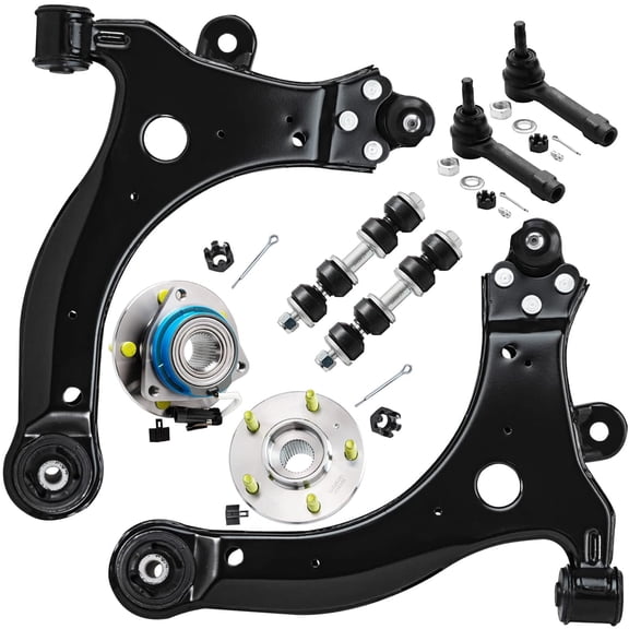 Detroit Axle - 8pc Front End Kit for Chevy Impala Monte Carlo Venture Olds Silhouette Pontiac Grand Prix Montana, Lower Control Arms w/ Ball Joint Wheel Bearing Hubs Sway Bars Tie Rods Replacement