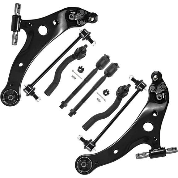 Detroit Axle - 8pc Front End Kit for Toyota 07-11 Camry, 2 Lower Control Arms with Ball Joint 4 Outer Inner Tie Rods 2 Stabilizer Sway Bars 2007 2008 2009 2010 2011 Replacement