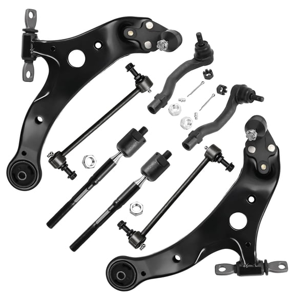 Detroit Axle - 8pc Front End Kit for Toyota 2002 2003 Camry Lexus ES300, 2 Lower Control Arms with Ball Joints Assembly 4 Inner and Outer Tie Rods 2 Sway Bar Links Replacement