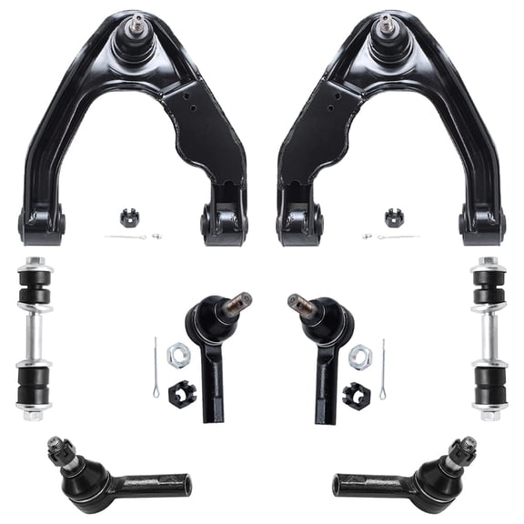 Detroit Axle - 8pc Front End Kit for 2000-2004 Nissan Xterra, 2 Upper Control Arms 4 Tie Rod Ends 2 Sway Bars 2001 2002 2003 Replacement