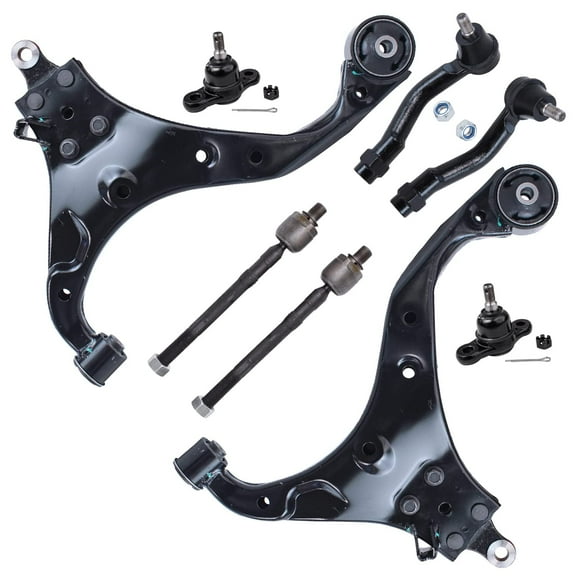 Detroit Axle - 8pc Front End Suspension Kit for 05-09 Hyundai Tucson Kia Sportage, Lower Control Arms Inner Outer Tie Rods Ball Joints 2005 2006 2007 2008 2009 Replacement