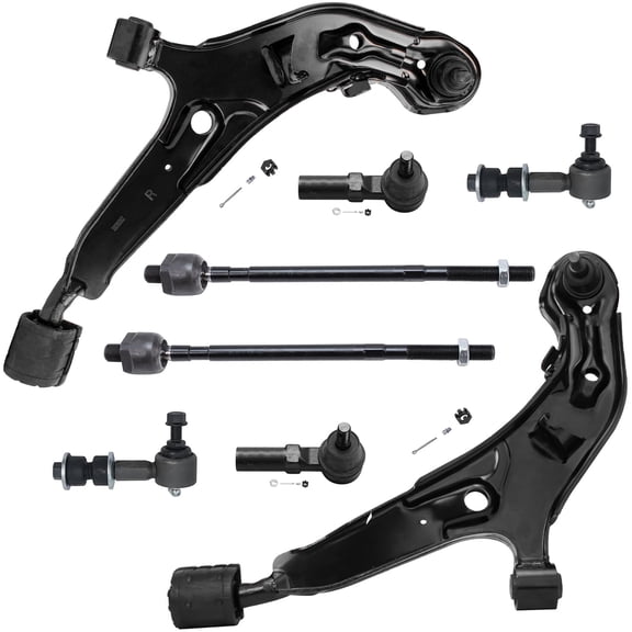 Detroit Axle - 8pc Front End Suspension Kit for 1995-1999 Nissan Maxima 1996-1999 Infiniti I30 2 Lower Control Arms w/Ball Joints 4 Tie Rods 2 Sway Bar Links 1997 1998 Replacement