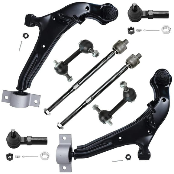 Detroit Axle - 8pc Front End Suspension Kit for 2000-2003 Nissan Maxima Infiniti I30, 2002-2004 I35, Lower Control Arms Inner Outer Tie Rod Ends Sway Bars Replacement
