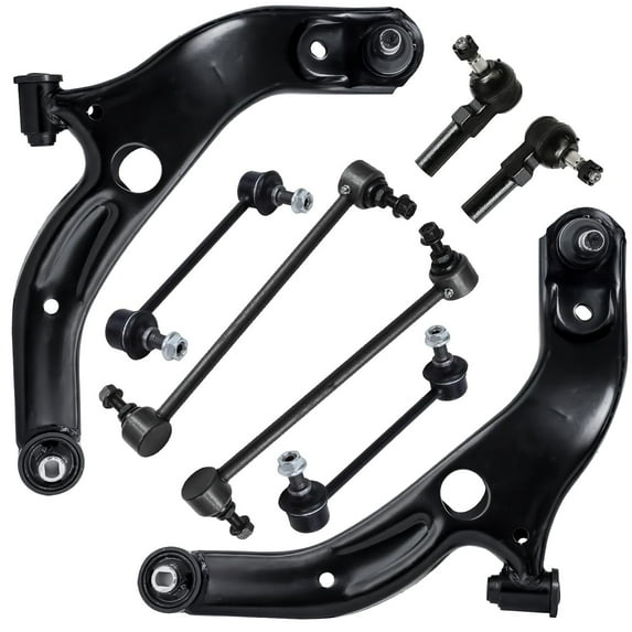 Detroit Axle - 8pc Front End Suspension Kit for 2001-2003 Mazda Protege Protege5, Lower Control Arms w/Ball Joint Outer Tie Rods Front and Rear Stabilizer Sway Bars 2002 Replacement