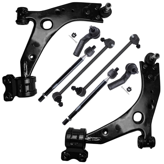 Detroit Axle - 8pc Front End Suspension Kit for 2007 2008 2009 Mazda 3 [Turbo], 2 Lower Control Arms w/Ball Joints, 4 Tie Rods, 2 Sway Bar Links Replacement