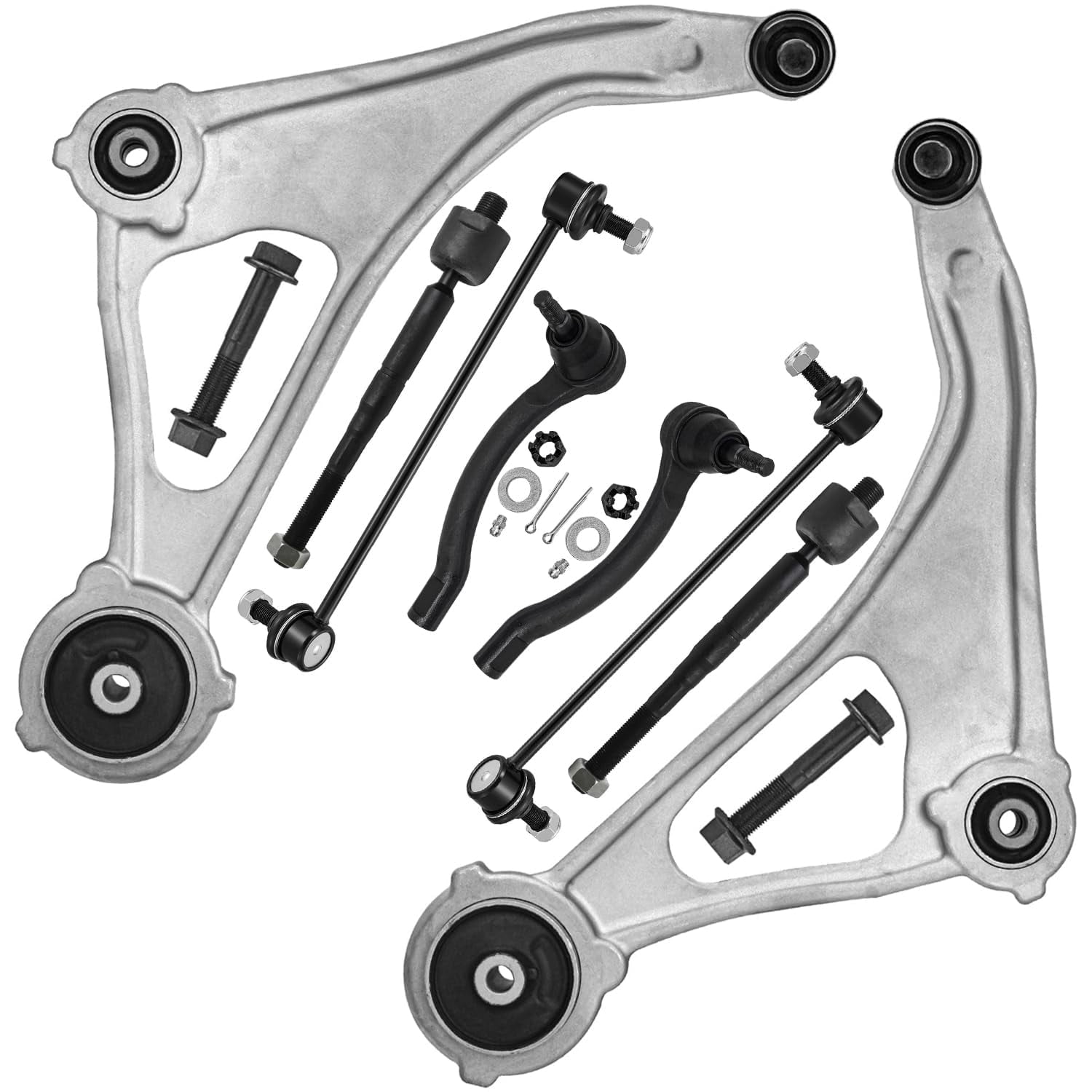 Detroit Axle - 8pc Front End Suspension Kit for 2015-2018 Nissan Altima, 2016-2023 Maxima, 2 Lower Control Arms with Ball Joints 2 Sway Bar Links 4 Outer Inner Tie Rod Ends Replacement