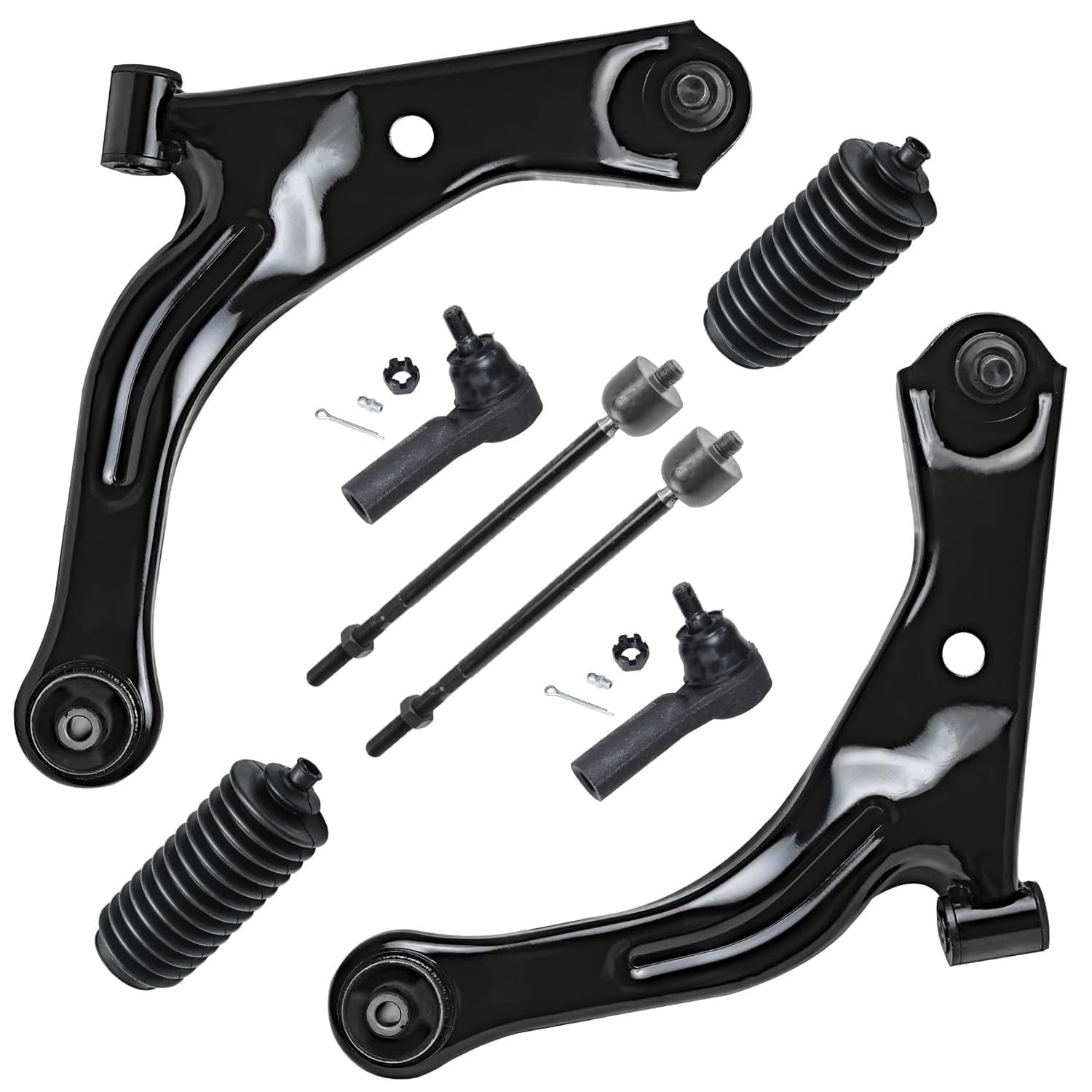 Detroit Axle - 8pc Front End Suspension Kit for Ford 2009-2012 Escape, 2010-2011 Mazda Tribute Mercury Mariner, 2 Lower Control Arms with Ball Joints 4 Inner and Outer Tie Rods 2 Boots Replacement