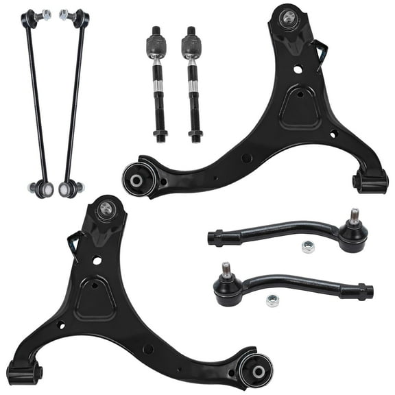 Detroit Axle - 8pc Front End Suspension Kit for Kia 2011-2013 Sorento, 2010-2012 Santa Fe, 2 Lower Control Arms with Ball Joints 4 Inner and Outer Tie Rods 2 Sway Bar End Links Replacement