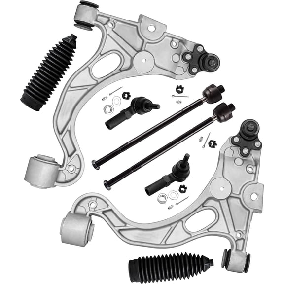 Detroit Axle - 8pc Front Lower Control Arms Kit for Buick LeSabre Park Avenue Riviera Cadillac DeVille Olds Aurora, 2 Control Arms w/Ball Joint 2 Outer Tie Rods 2 Inner Tie Rods 2 Boots Replacement