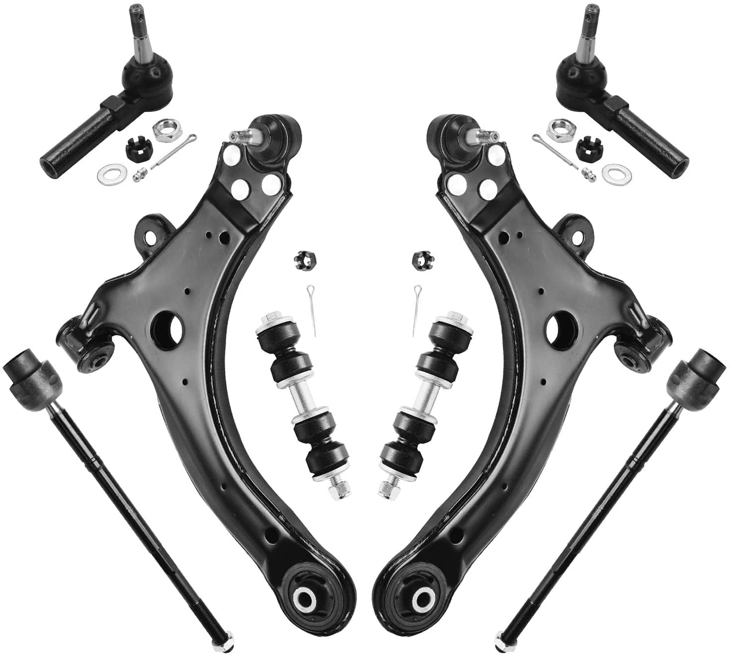 Detroit Axle - 8pc Front End Kit for Chevrolet Impala Buick Allure LaCrosse Century Regal, 2 Lower Control Arms w/Ball Joints 4 Outer Inner Tie Rods 2 Sway Bar Links Replacement