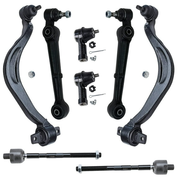 Detroit Axle - 8pc Front Lower Control Arms, Laternal Links w/Ball Joints, Inner and Outer Tie Rods Fits select: 1995-1998 EAGLE TALON TSI, 1995-2000 CHRYSLER SEBRING LXI