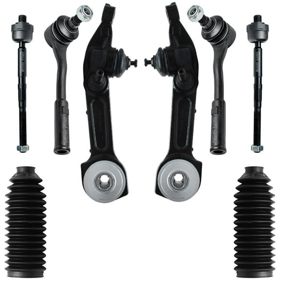 Detroit Axle - 8pc Front Lower Rearward Control Arm w/Ball Joints Inner & Outer Tie Rods w/Boots Replacement for 2000-2006 Mercedes-Benz S430 / S500 - w/o Active Body Control