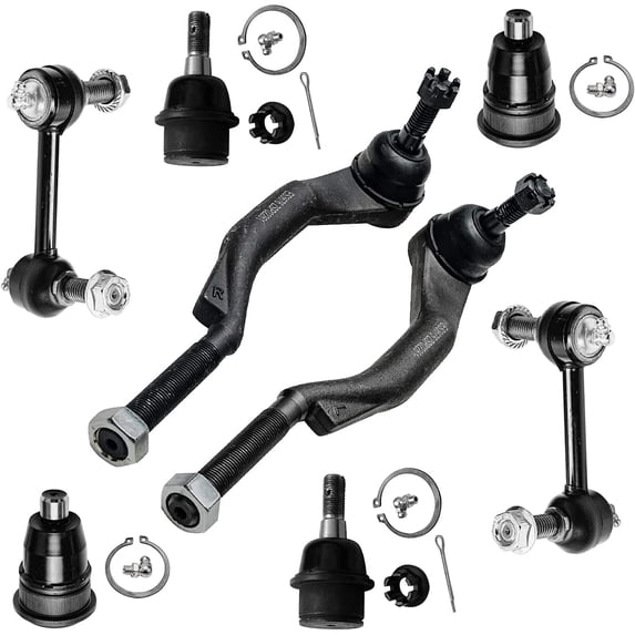 Detroit Axle - Front Outer Tie Rods Sway Bars Ball Joints for Buick Rainier Chevy SSR Trailblazer EXT GMC Envoy Isuzu Ascender Bravada Saab 9-7x - 8pc Set