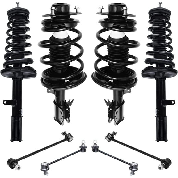 Detroit Axle - 8pc Front and Rear Struts for 1997-2001 Camry Lexus ES300, 1997-2003 Toyota Avalon Solara, Struts with Coil Spring Sway Bar Links 1998 1999 2000 Replacement Suspension Kit
