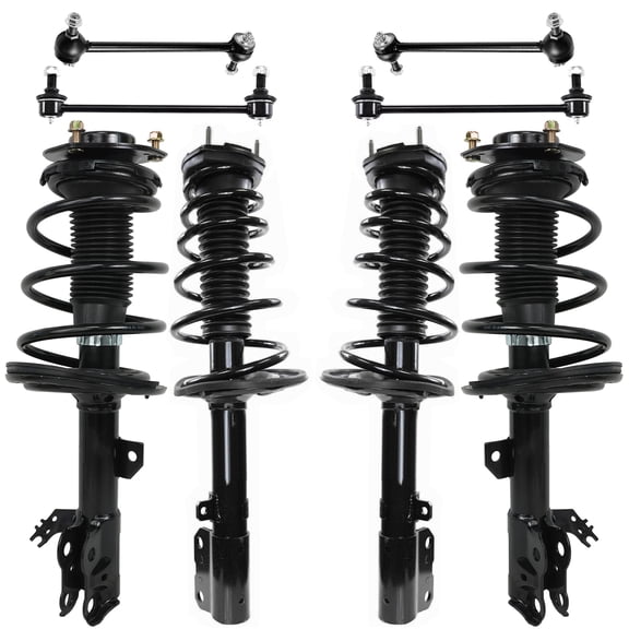 Detroit Axle - 8pc Front Rear Struts Sway Bars for Toyota 2012-2017 Camry 4 Struts with Coil Spring Assembly 4 Sway Bar End Links 2013 2014 2015 2016 Replacement Suspension Kit