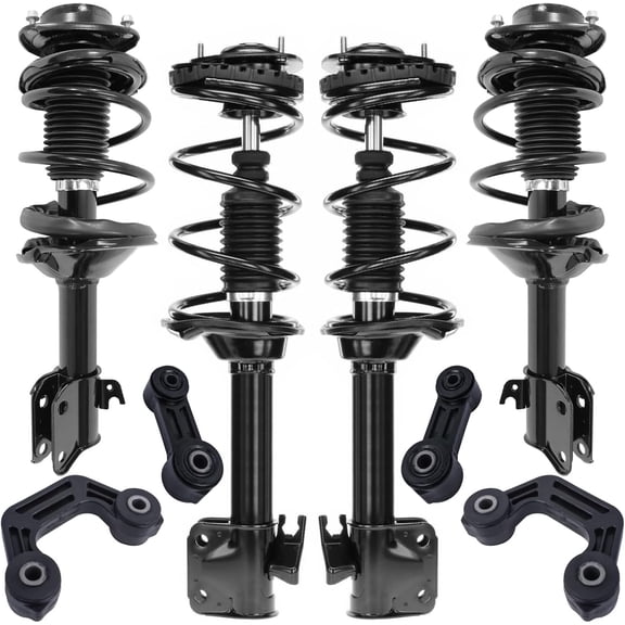 Detroit Axle - 8pc Front Rear Struts Sway Bars for 2002 2003 Subaru Impreza, 4 Struts with Coil Springs 4 Sway Bar End Links Suspension Replacement