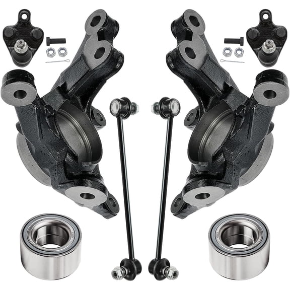 Detroit Axle - 8pc Front Steering Knuckles Kit for 2009-2019 Toyota Corolla 2009-2013 Matrix, 2 Steering Knuckles 2 Press Wheel Bearings 2 Lower Ball Joints 2 Sway Bar End Links Replacement