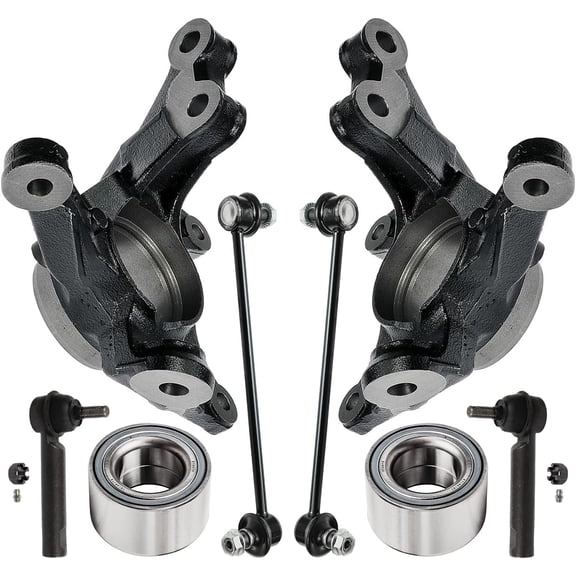 Detroit Axle - 8pc Front Steering Knuckles Kit for 2009-2019 Toyota Corolla 2009-2013 Matrix, 2 Steering Knuckles 2 Press Wheel Bearings 2 Outer Tie Rods 2 Sway Bar End Links Replacement