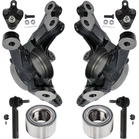 Detroit Axle - 8pc Front Steering Knuckles Kit for 2009-2019 Toyota Corolla 2009-2013 Matrix, 2 Steering Knuckles 2 Press Wheel Bearings 2 Outer Tie Rods 2 Lower Ball Joints Replacement