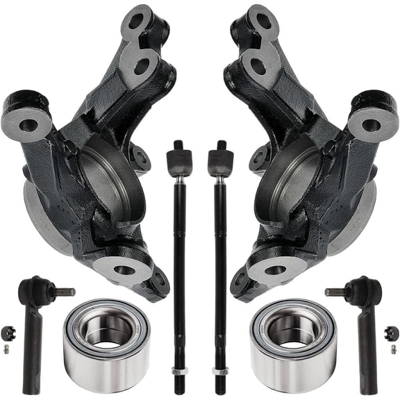 Detroit Axle - 8pc Front Steering Knuckles Kit for 2009-2019 Toyota Corolla 2009-2013 Matrix, 2 Steering Knuckles 2 Press Wheel Bearings 4 Inner Outer Tie Rod Driver and Passenger Side Replacement