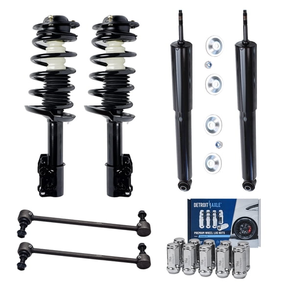 Detroit Axle - 8pc Front Struts Kit for 2004-2012 Chevy Malibu, 2005-2010 Pontiac G6, 2007-2009 Saturn Aura, Struts & Coil Spring Sway Bars Rear Shock Absorbers Wheel Lug Nuts Replacement Suspension
