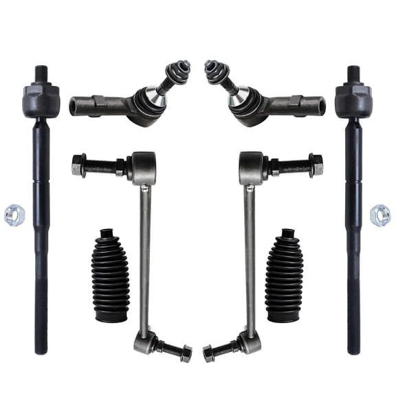 Detroit Axle - 8pc Front Suspension Kit for 10-16 Lincoln Taurus MKT MKS 2 Front Stabilizer Sway Bar End Link 4 Front Outter Inner Tie Rods End 2 Boots & Bellows 2010 2011 2012 2013 2014 2015 2016