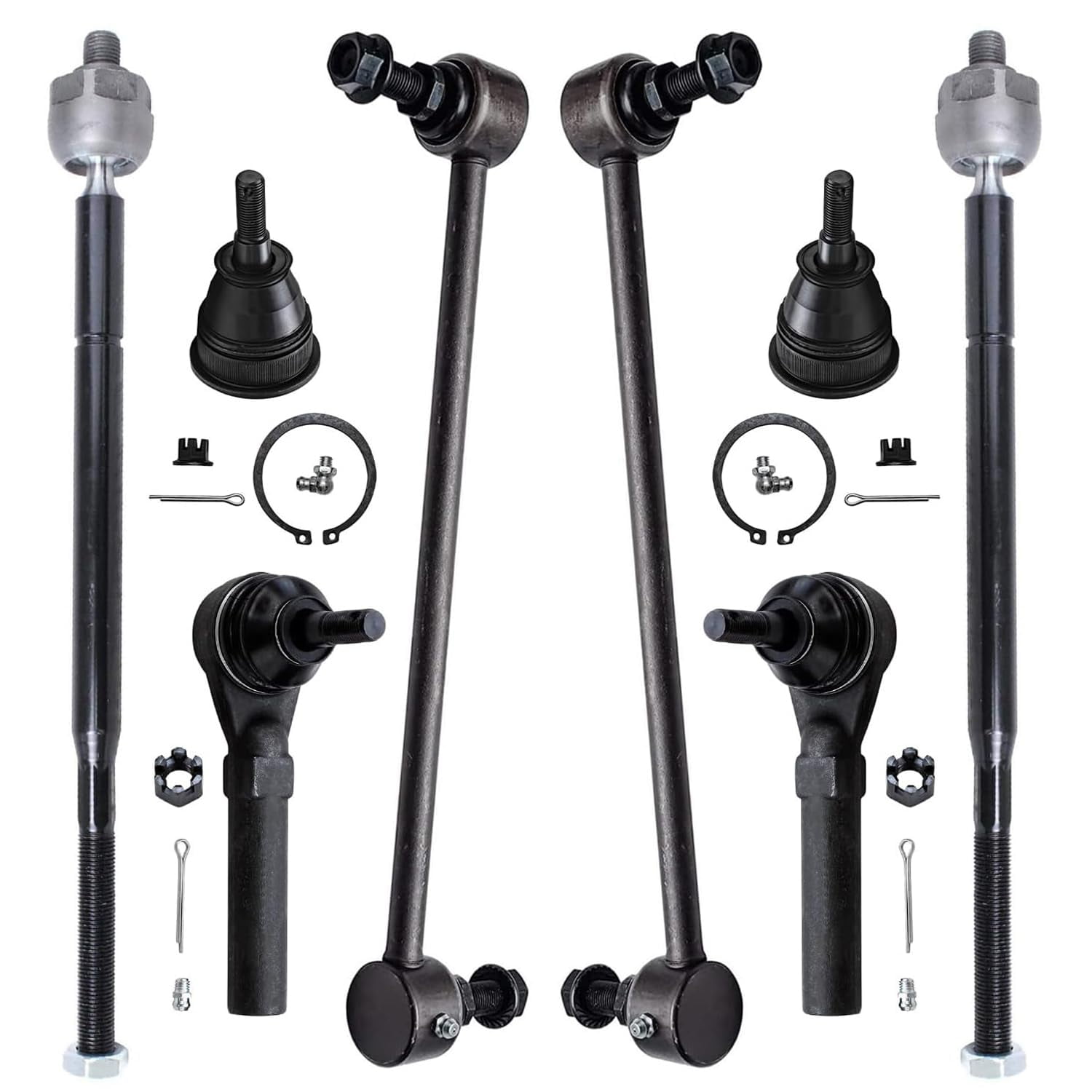 Detroit Axle - 8pc Front Suspension Kit for 11-16 Chrysler Town & Country, 11-19 Dodge Grand Caravan, Tie Rods Sway Bars Lower Ball Joints 2011 2012 2013 2014 2015 2016 2017 2018 2019 Replacement