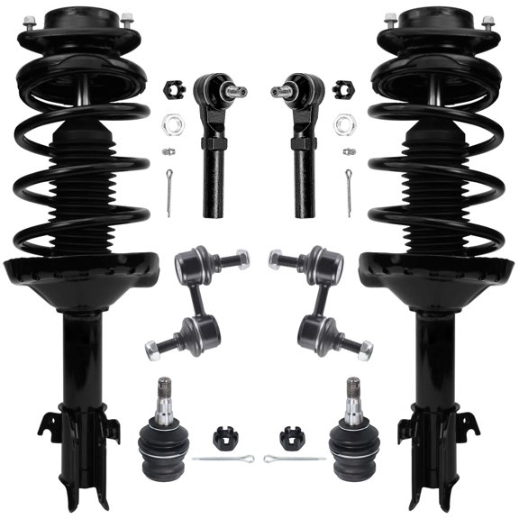 Detroit Axle - 8pc Front Suspension Kit for 2006-2008 Subaru Forester 2 Ready Struts w/Coil Spring 2 Sway Bar End Links 2 Outer Tie Rods 2 Lower Ball Joints 2007 Replacement
