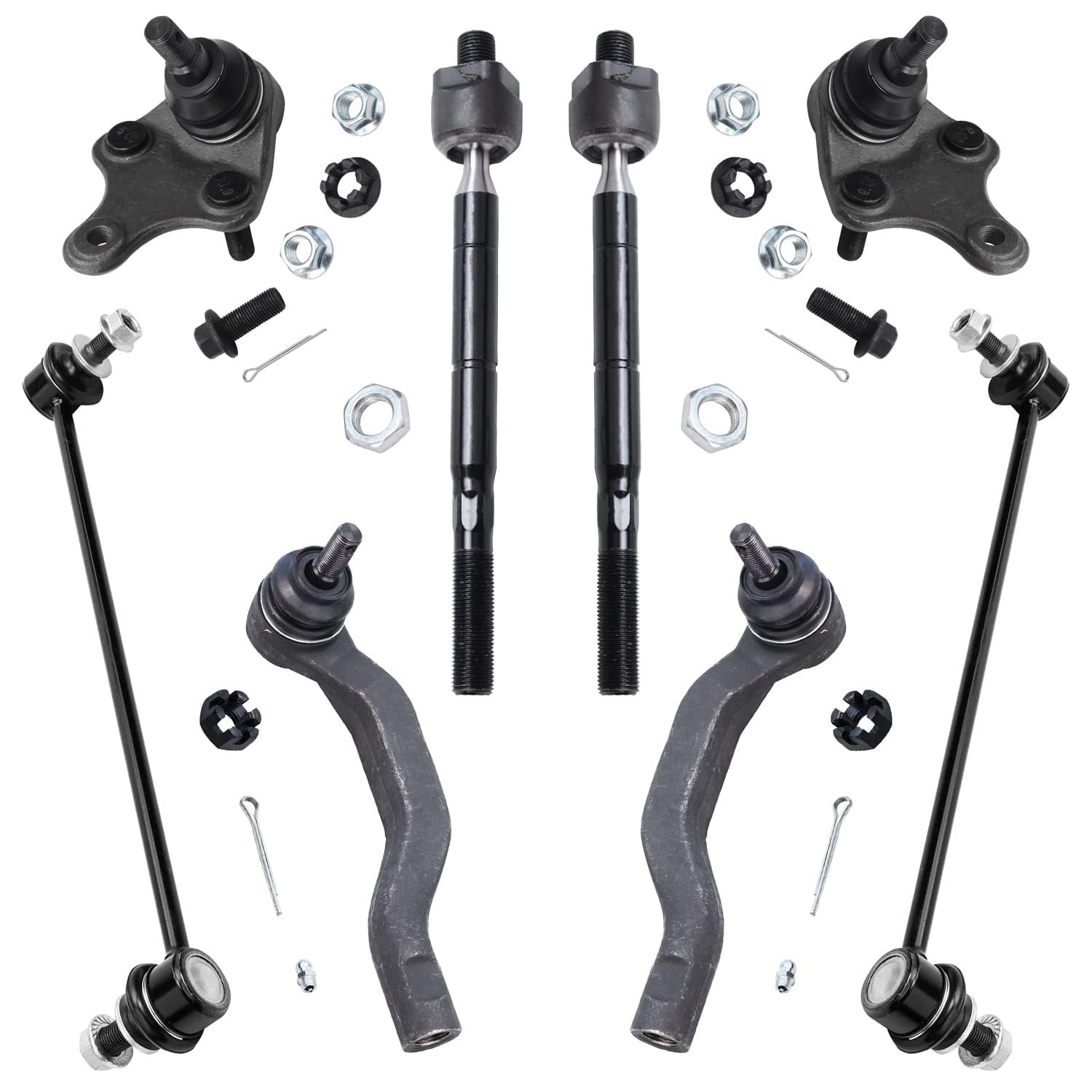 Detroit Axle - 8pc Front Suspension Kit for 2006-2018 Toyota RAV4, 2 Lower Ball Joints, 4 Tie Rods, 2 Sway Bar Links Replacement