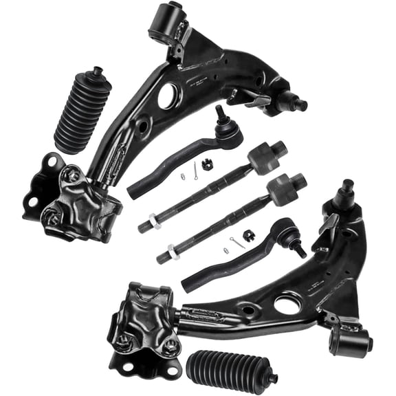 Detroit Axle - 8pc Front Suspension Kit for 2007 2008 2009 2010 2011 2012 2013 Mazda CX-9, 2 Lower Control Arms with Ball Joints 4 Inner Outer Tie Rods 2 Boots Replacement