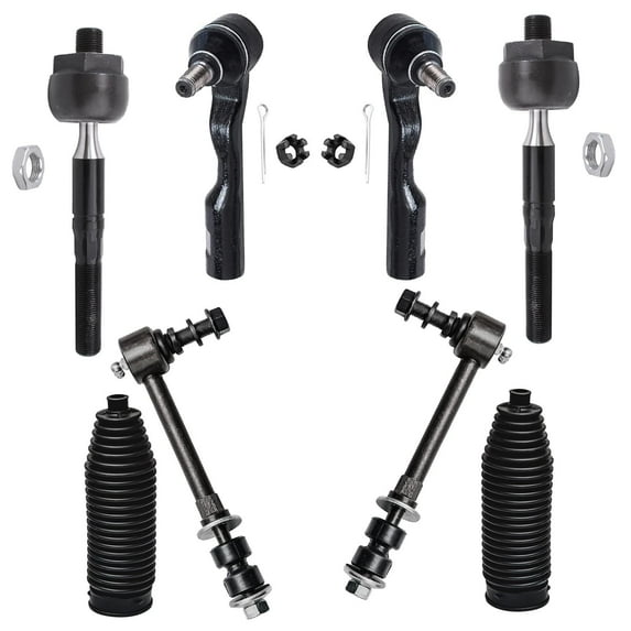 Detroit Axle - 8pc Front Tie Rods Sway Bars for 2001 2002 Toyota Sequoia 2002 Tundra, 4 Tie Rod Ends 2 Sway Bar Links 2 Boots Replacement