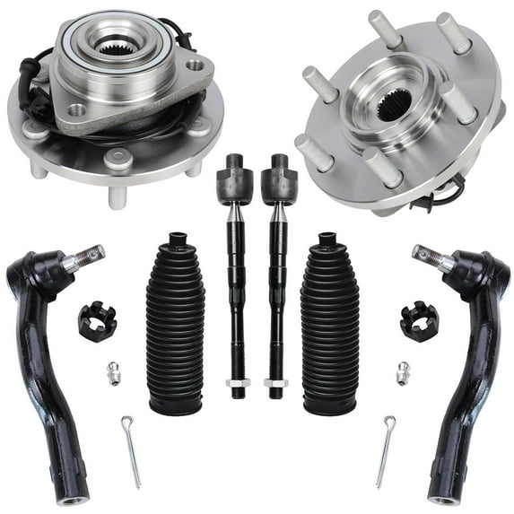Detroit Axle - 8pc Front Wheel Bearing Hubs Suspension Kit for 2011-2013 INFINITI QX56 2014-2019 QX80 2017-2019 Nissan Armada 2 Wheel Bearing Hubs 4 Inner Outer Tie Rods 2 Boots Replacement