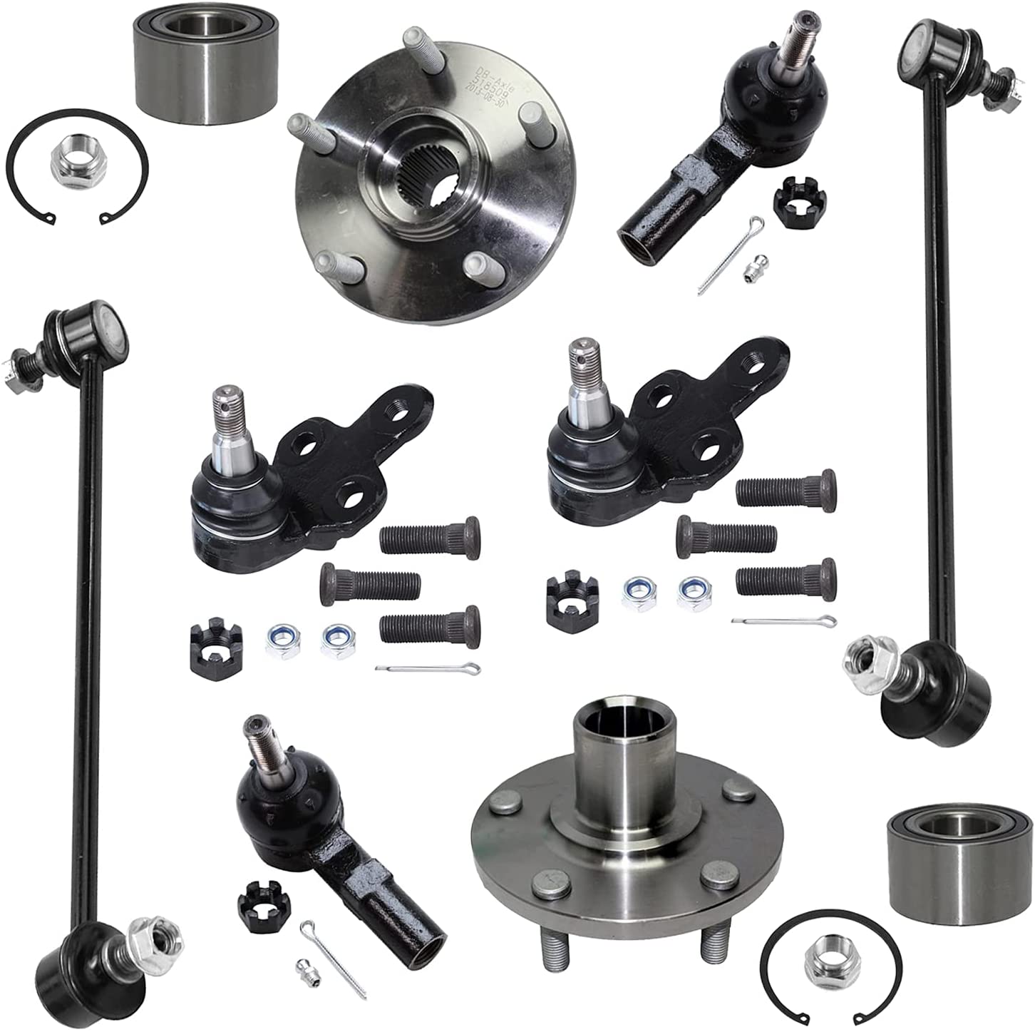 Detroit Axle 8pc Front Wheel Hubs Lower Ball Joints Suspension Kit