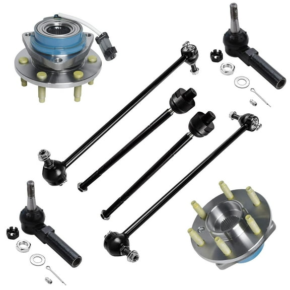 Detroit Axle - 8pc Front Wheel Hubs Sway Bars Tie Rods Replacement for Pontiac Montana Buick Terraza